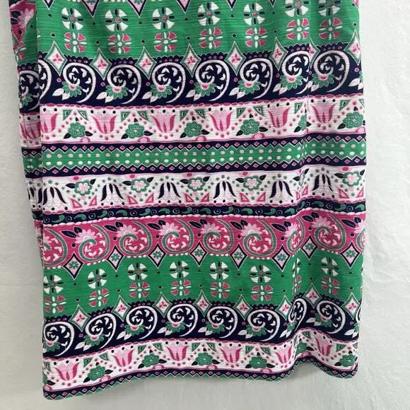 Talbots Fringe Paisley Geometric Print Sleeveless Sheath Dress Size 16P Lined